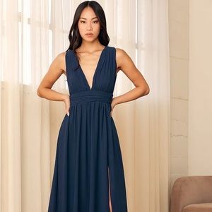 LULUS HEAVENLY HUES NAVY DRESS